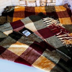 VTG 90s Classic Plaid Chenille Throw, NWOT - New Old Stock